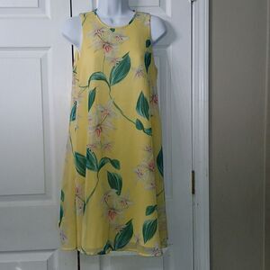 Tommy Hilfiger yellow floral print summer vacation sleeveless dress Sz 4 EUC